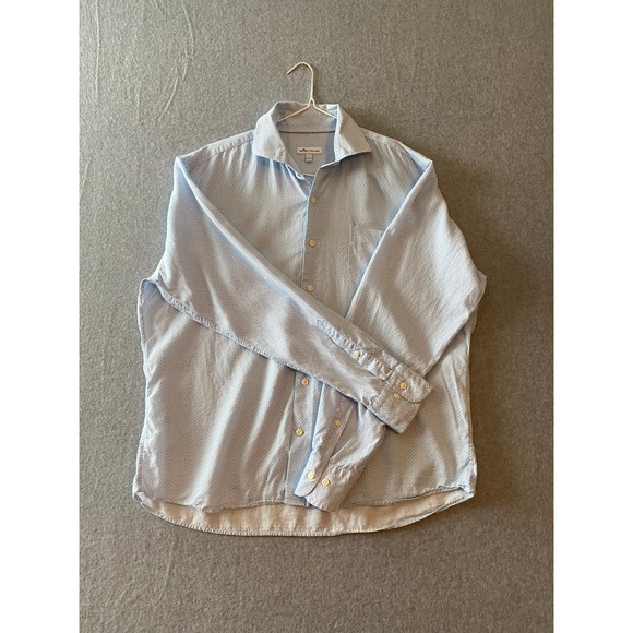 Peter Millar Long Sleeve Button Down Shirt Mens Size M Blue Geometrical Print - Picture 1 of 5